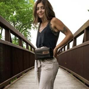 Madison Stitch Hip Bag Black Harness Leather Hand Made in USA Crossbody Fanny